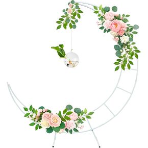 7.2 أقدام على شكل قوس قوس القمر على شكل قوس الذهب الإطار الذهبي لزخارف المهرجان سهلة التجميع المضاد للصدأ مواد حديدية قابلة لإعادة الاستخدام مثالية لمكان الزفاف وعرض قوس بالون الحفلات
