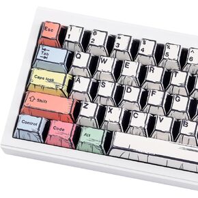 Tsungup Manga PBT Keycaps,150 Keys Japenese Anime Style Keycap Set Cherry Profile Dye-sub Custom Keycaps Keyboard Key caps for 60%, 65%, 75%, 100% Mechanical Keyboards