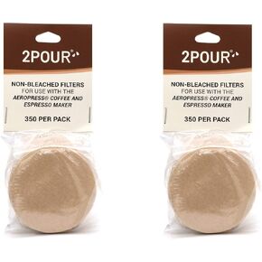 700x (2 Packs) Reusable Replacement Paper Filters Compatible With The Aeropress® Coffee Maker/Aeropress® Go - Vegan Non Bleached Natural - 2POUR®.