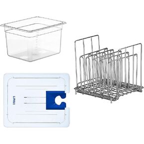 LIPAVI Sous Vide System - Stainless Steel Rack - Universial fit lid - Crystal Clear Container 12 qt