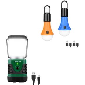 LE Bundle - 2 Items: 1000LM LED Camping Lantern Rechargeable, 4400mAh Power Bank & LED Rechargeable Camping Lantern, 7 White & RGB Light Modes, 2 Packs