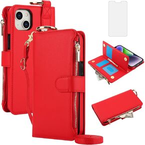 Asuwish Phone Case for iPhone 12 Mini 5.4 Zipper Wallet with Tempered Glass Screen Protector Crossbody Strap Card Holder Stand Flip Cell Cover iPhone12mini 5G i 12s iPhone12 12mini Women Pink in Kuwait