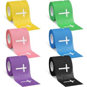 Geiserailie 6 Pcs Cross Tape Christian Colored Sports Athletic Tape 2in x 23ft Cotton Wrist Wrap for Football Soccer Baseball Boxing Hockey Gym Fitness Trainers Athlete First Aid Injury Wrap