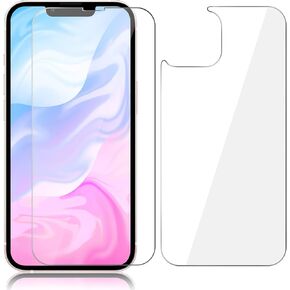واقي الشاشة الأمامية والخلفية لـ iPhone 13 ، واقي الشاشة الزجاجي المضاد للفقاعة/الخدش ، وهو فيلم خلفي أمامي متوافق مع iPhone 13 (6.1 ")
