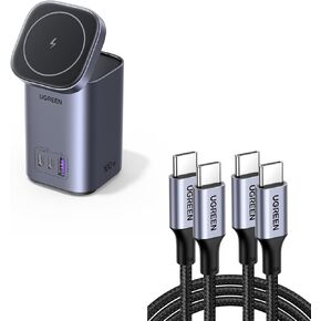 UGREEN MagSafe Charger Bundle with 100W USB C to USB C Cable for iPhone 15/15 Plus/15 Pro/15 Pro Max, MacBook Pro, iPad Pro, Dell XPS, Samsung Galaxy S24/S23/S22 Ultra, Switch, Pixel8