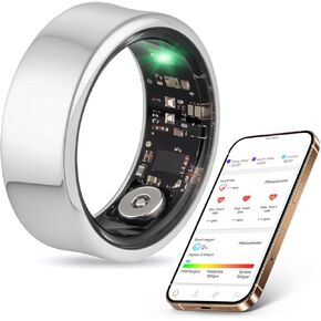 Smart Ring for Fitness & Health Tracking,Heart Rate/Blood Oxygen Monitor, 5ATM Waterproof, Pedometer,Hand Gesture Brush Tiktok-No APP Subscription Compatible with iOS & Android