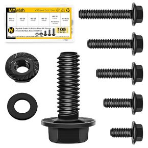 M6 Bolt, 224Pcs M6 x 12/16/20/25/30mm, M6x1.0 Bolt, Flanged Hex Head Bolts with Flange Nuts Washers, 304 Stainless Steel M6 Screws, Metric Bolt Assortment, DIN 6921 by Mywish