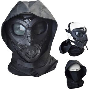 Jadedragon Tactical Full Face Mask With Eye Protection for Helmet - Paintball, Hockey & Cosplay