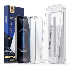 MAGIC JOHN 3rd Gen Upgraded for iPhone 12 ProMax Screen Protector 6.7 Inch,HD Clear,Shatterproof Tempered Film,Auto Dust-Elimination,Bubble Free,Easy Installation,2 Pack