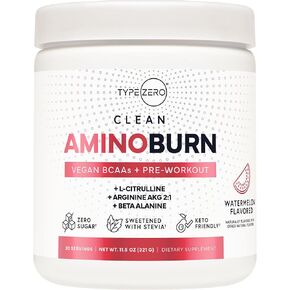 Type Zero AminoBurn - Vegan Amino Acids Energy Pre Workout Drink for Women/Men (Watermelon) Sugar-Free Energy Drink Powder & Amino Acids Supplement - Natural Preworkout Energy