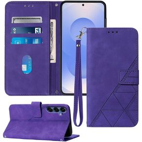 S25 Wallet Phone Case,Card Holder Slots Wrist Strap TPU Interior Protective,Stand PU Leather Folio Flip Cases Cover for S25 2025 (Blue)