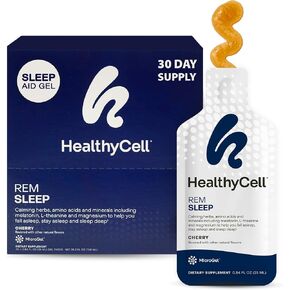Healthycell REM Sleep, Adult Sleep Aid, Extra Strength Sleep Supplement to Fall Asleep, Stay Asleep, Sleep Deep, Achieve REM, Wake Refreshed with Melatonin, Lemon Balm, GABA, MICROGEL (30 Gel Packs)