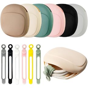 6 PCS Silicone Headset Bag with 6 PCSHeadphone Cord Organizer, Wired Headphone Case, Bobby Pin Case, Silicone Pouch for Headset Coin Key Data Cable (Colorful)