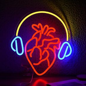 Cat DJ Player Neon Sign Dimmable DJ Player Led Neon Light for Wall Decor USB Powered Cool Neon Light Sign for Bar Party Man Cave Bedroom Art Wall Decoration