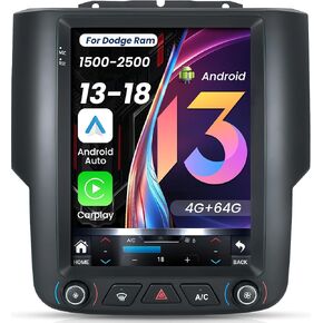 4G+64G Car Stereo Radio for Dodge Ram 2013-2018: 1500 2500, 10.4" HD Touch Screen Android 13 car Radio with Wireless Carplay &Android Auto, Mirror Link,Bluetooth,GPS Navigation 5GWiFi