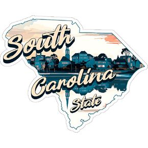 South Carolina State Sticker 4 Inch - Waterproof Vinyl Decal for Laptop Water Bottle Car Tumbler - Durable Aesthetic Long-Lasting Stickers for Adults ID44990