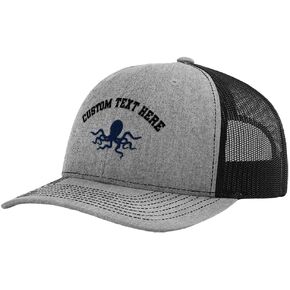 Custom Richardson Trucker Hat Octopus Sketch Blue Sea Embroidery Baseball Cap