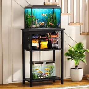 BSONE 5-10 Gallon Fish Tank Stand, Small Aquarium Stand Shelf, 0.71" Thickened Tabletop, 20.5" W×11" D ×34.3" H , Rustic Brown