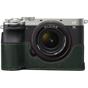 BEADY Camera Case for Sony A7C Mark II Camera Half Cover Case Grip PU Leather α7C II/ILCE-7CM2 A7C2 A7C II / A7CM2 / a7CII / A7CMark 2 / α7C ii a7c2 Case Protective Cover Green