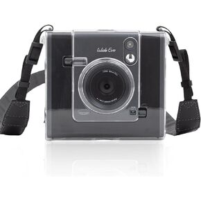 Rieibi Clear Protective Case for Fujifilm Instax Wide Evo Instant Camera - Hard Carrying Case Cover with Shoulder Strap (Camera not Included)