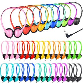 18 Pack Kids Headphones Bulk for School Classroom Wired Headphones for Kids Students Child Toddler Teens boy Girl Library Airplane Multi Color 3.5mm Jack