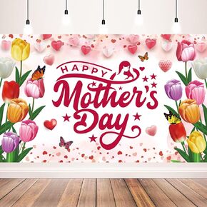 Mothers Day Decorations Happy Mothers Day Banner Mothers Day Backdrop for Mother’s Day Party Decorations, 71 x 43 Inch