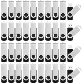 Bulk Flash Drives - 1GB USB Flash Drives 20 Pack Black and 4GB USB Flash Drive 20 Pack Black, USB 2.0 Thumb Drive Pendrive Zip Drive Jump Drives Multipack for Data Storage, Photo Transfer and Backup