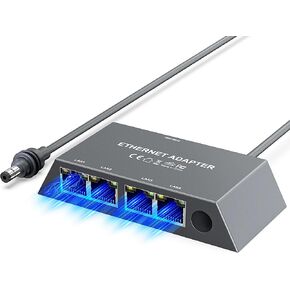 Multi Ports Starlink Gen 3/ Starlink Mini Ethernet Adapter للشبكة الخارجية السلكية ، 4 منافذ محول Ethernet Starlink من 1 إلى 4 [4 أجهزة متصلة في وقت واحد] - حتى 1 جيجابت في الثانية في الثانية