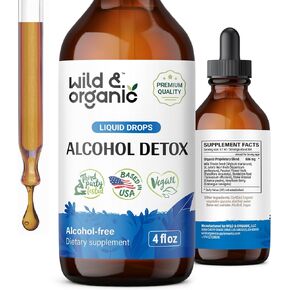 Wild & Organic Alcohol Detox Supplement - Liver Cleance & Repair Formula - Anti Alcohol Complex - Liver Support Supplement with Milk Thistle Seed, Dandelion Root - Vegan Tincture - 4 Fl. Oz.