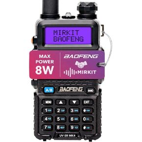 Mirkit Baofeng UV-5R MK4 8W Max Power Two Way Radio VHF/UHF 144-148/420-450 mhz Ham Radio with 1800 mAh Baofeng Battery, Mirkit Software & Lanyard for Walkie Talkie