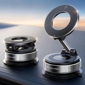 JOYROOM Magsafe Suction Cup Phone Mount, Vacuum Magnetic Phone Holder for Car, 360° Metal Strut Car Mount for iPhone 16 Pro Max Plus/iPhone 15 14 13 12 & Android Magsafe Case, Silver