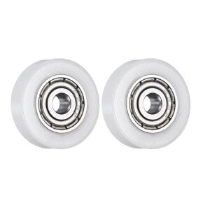 uxcell 4Pcs Ball Bearing Guide 8 x 32 x 12mm Double Shielded POM Roller Bearings, Flat Pulley Wheel for Furniture, Hardware Accessories, White