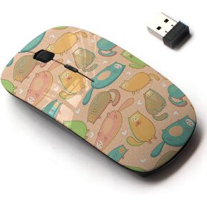 2.4G Wireless Mouse with Cute Pattern Design for All Laptops and Desktops with Nano Receiver - Funny Cats Cartoon