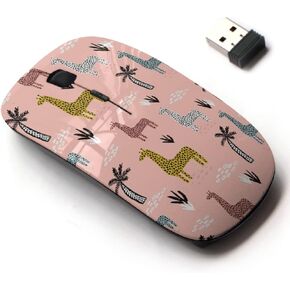 2.4G Wireless Mouse with Cute Pattern Design for All Laptops and Desktops with Nano Receiver - Giraffe Palm Tree