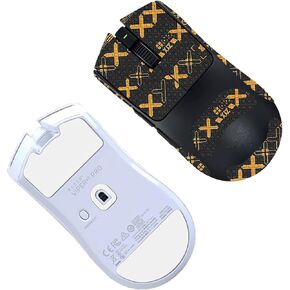 Mouse Grip Tape Full Coverage for Razer Viper V3 Pro,NOUKAJU Rounded Curved Edges Mouse Feet Skates,Self-Adhesive PreCut Sweat-Resistant Professional Mice Upgrade Kit(Foot pad + Black-Gold Mouse Tape)