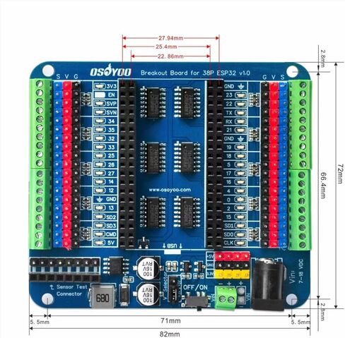 OSOYOO ESP32 & ESP8266 Shiled Breakout Board V1.0, 30P Board in Kuwait