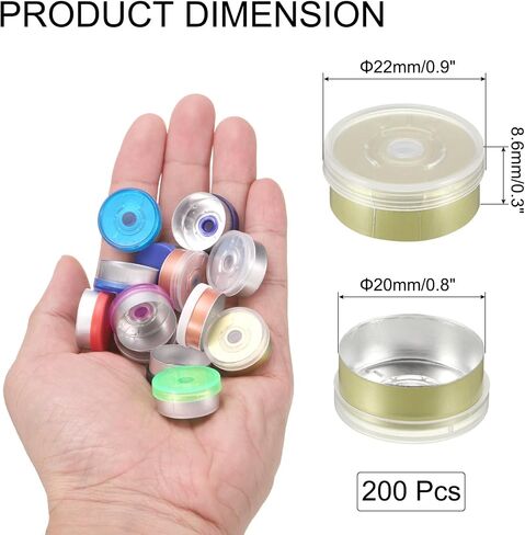 uxcell 13mm Flip Off Caps, 200PCS Burr-Free Flip Off Top Caps Seals Flip Off Aluminum Plastic Vial Flip Off Seals Caps Cover for Glass Vial Freeze-Dried Bottles, Blue/Silver in Kuwait