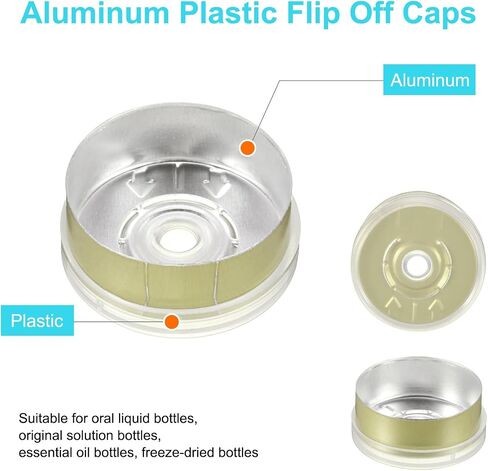 uxcell 13mm Flip Off Caps, 200PCS Burr-Free Flip Off Top Caps Seals Flip Off Aluminum Plastic Vial Flip Off Seals Caps Cover for Glass Vial Freeze-Dried Bottles, Blue/Silver in Kuwait