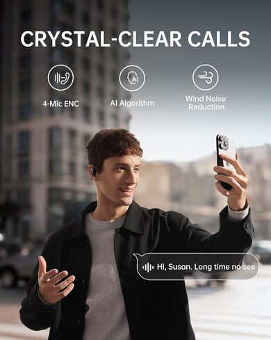 Baseus Bowie MC1 Open Ear Earbuds with Bowie MF1 Open-Ear Earbuds, Hi-Res Wireless Audio with LDAC, Rich Bass, Comfortable Silicone Cushion Design, 60H Play, AI Clear Calls, Bluetooth 5.4, Waterproof in Saudi Arabia