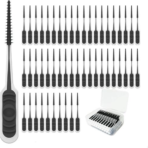 200PCS Interdental Brush with Soft Rubber Handle,Disposable Dental Picks for Teeth Cleaning,Dental Picks with Convenient PP Case (Green) in Kuwait