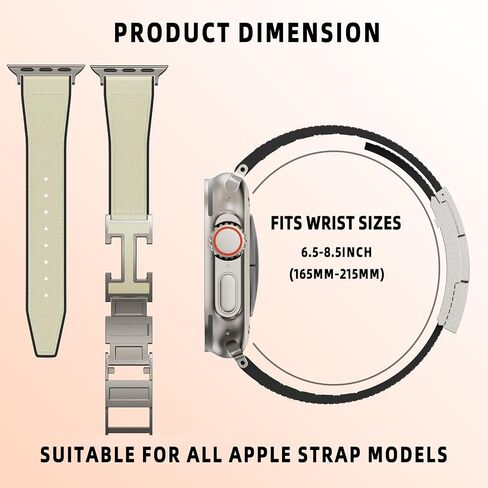Magnetic Leather Band Compatible with Apple Watch Ultra, SE & Series 10-1 (49mm/46mm/45mm/44mm/42mm/41mm/40mm/38mm), Soft Silicone & Leather Patchwork Strap for Men & Women in Saudi Arabia