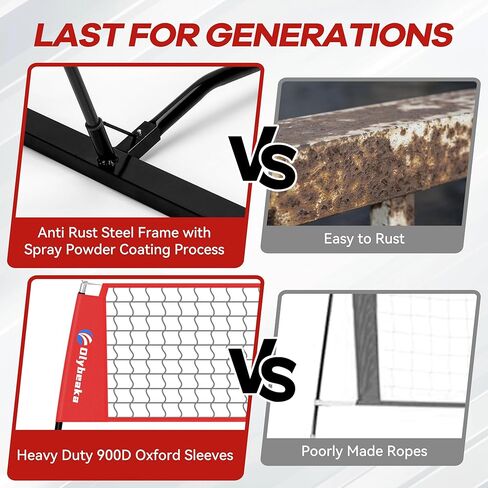 شبكة كرة طائرة، شبكة تدريب للكرة الطائرة بطول 12 قدمًا مع كرة طائرة من البولي يوريثان، شبكة تدريب قائمة بذاتها بـ 5 ارتفاعات قابلة للتعديل ومستقرة للغاية للفناء الخلفي في الهواء الطلق مع حقيبة رمل وأوتاد وحقيبة حمل in Kuwait