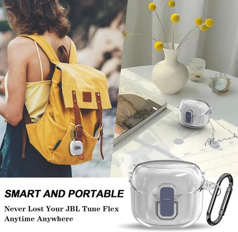 بالنسبة إلى غطاء علبة JBL Tune Flex ، حالة سماعات أذن واقية من PC Clear Clear ، متوافقة فقط مع JBL Tune Flex ، علبة سماعات الرأس مع مجموعة ملحقات Carabiner （Clear Purple） in Kuwait