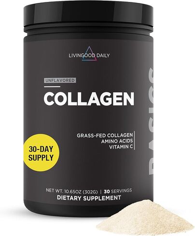 Livingood Daily Chocolate Collagen Powder - Hydrolyzed Collagen Peptides Powder Plus Vitamin C - Complete Protein with 20 Amino Acids - Type I & III, Grass-Fed, Keto, Paleo - 30 Servings, 12.3oz in Saudi Arabia