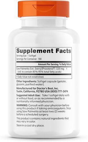 Doctor's Best Saw Palmetto 320 Mg Softgels, 180 Count in Saudi Arabia