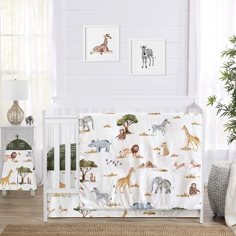 Sweet Jojo Designs Boho Llama Baby Boy Girl Nursery Crib Bedding Set - 4 Pieces - Gender Neutral Beige Taupe Tan Bohemian Southwest Watercolor Mountain Cactus Alpaca Farmhouse Animal Aztec Geometric in Saudi Arabia