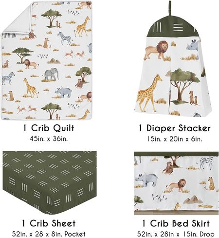 Sweet Jojo Designs Boho Llama Baby Boy Girl Nursery Crib Bedding Set - 4 Pieces - Gender Neutral Beige Taupe Tan Bohemian Southwest Watercolor Mountain Cactus Alpaca Farmhouse Animal Aztec Geometric in Saudi Arabia