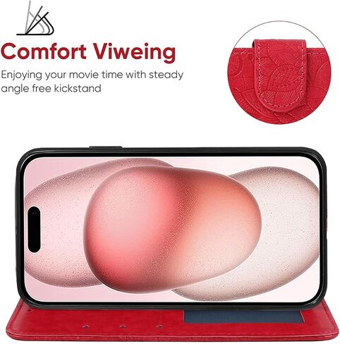 حالة iPhone 15 CASE 6.1 "، Apple 15 Wallet Case مع حامي شاشة زجاجي مقسى ، غطاء هاتف بطاقة ائتمان من Lace Pu Pu Pu PU in Saudi Arabia