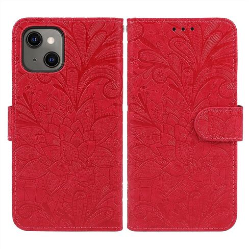 حالة iPhone 15 CASE 6.1 "، Apple 15 Wallet Case مع حامي شاشة زجاجي مقسى ، غطاء هاتف بطاقة ائتمان من Lace Pu Pu Pu PU in Saudi Arabia