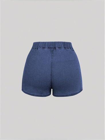 Girl's Casual Elastic High Waist Solid Ruffle Hem Regular Fit Denim Skort Skirt in Saudi Arabia